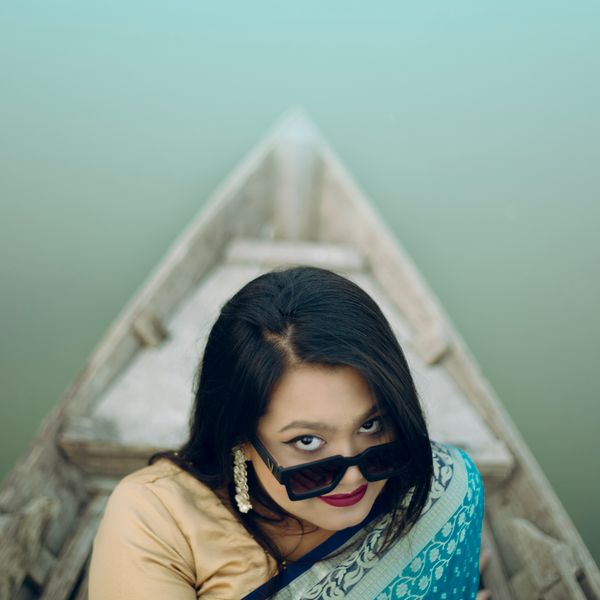 Blue saree boat