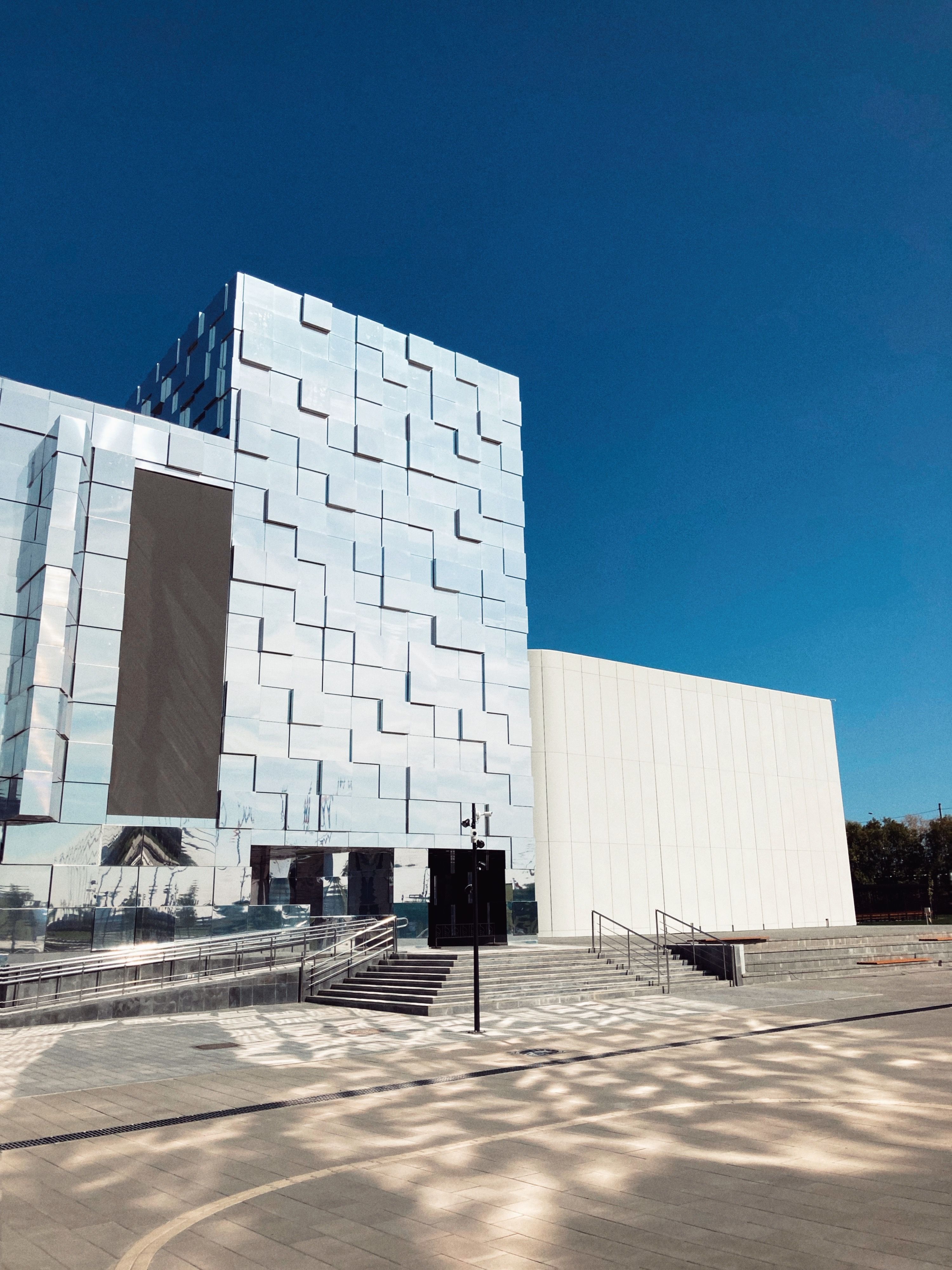 Geometric Facade of Modern Building · Free Stock Photo