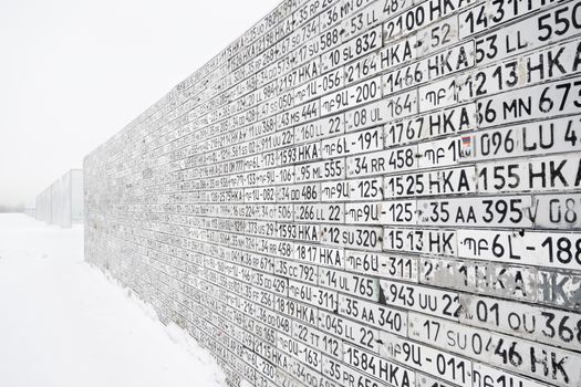 Wall with Symbols in Winter