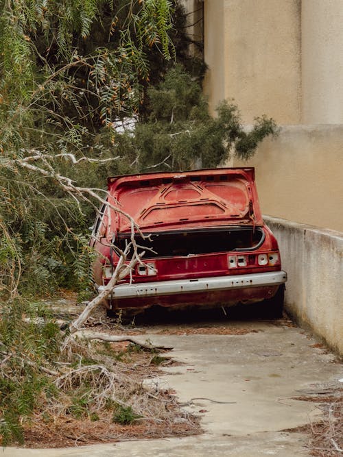 Old Broken Red Car