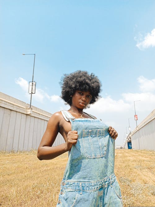 Woman in Jean Overalls