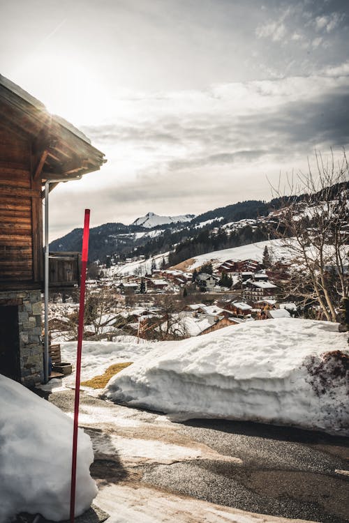 Red Pole Near Snow