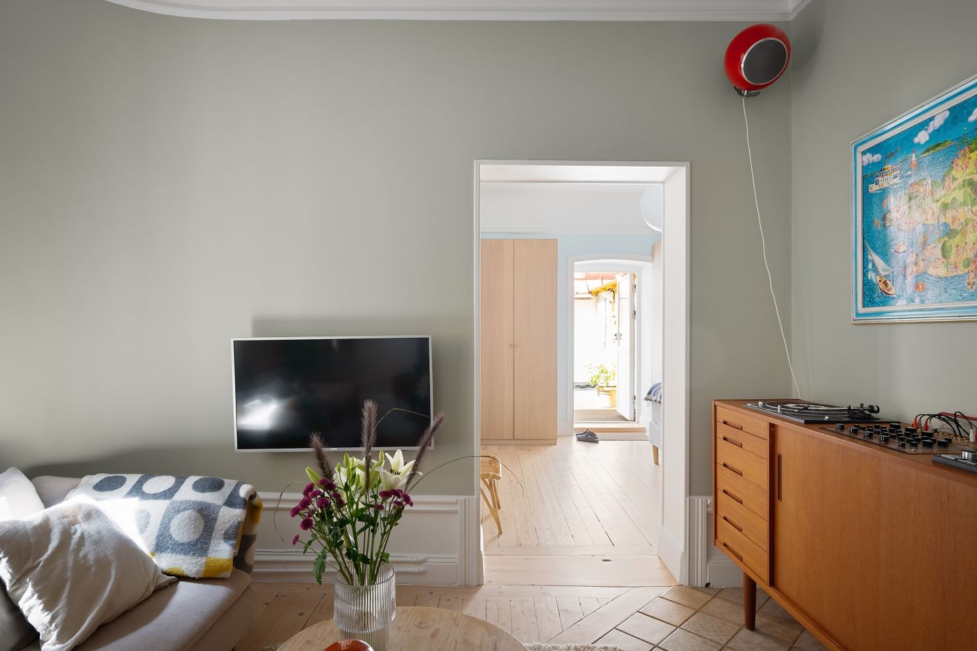 Custom living room TV cabinet designed to fit the wall size