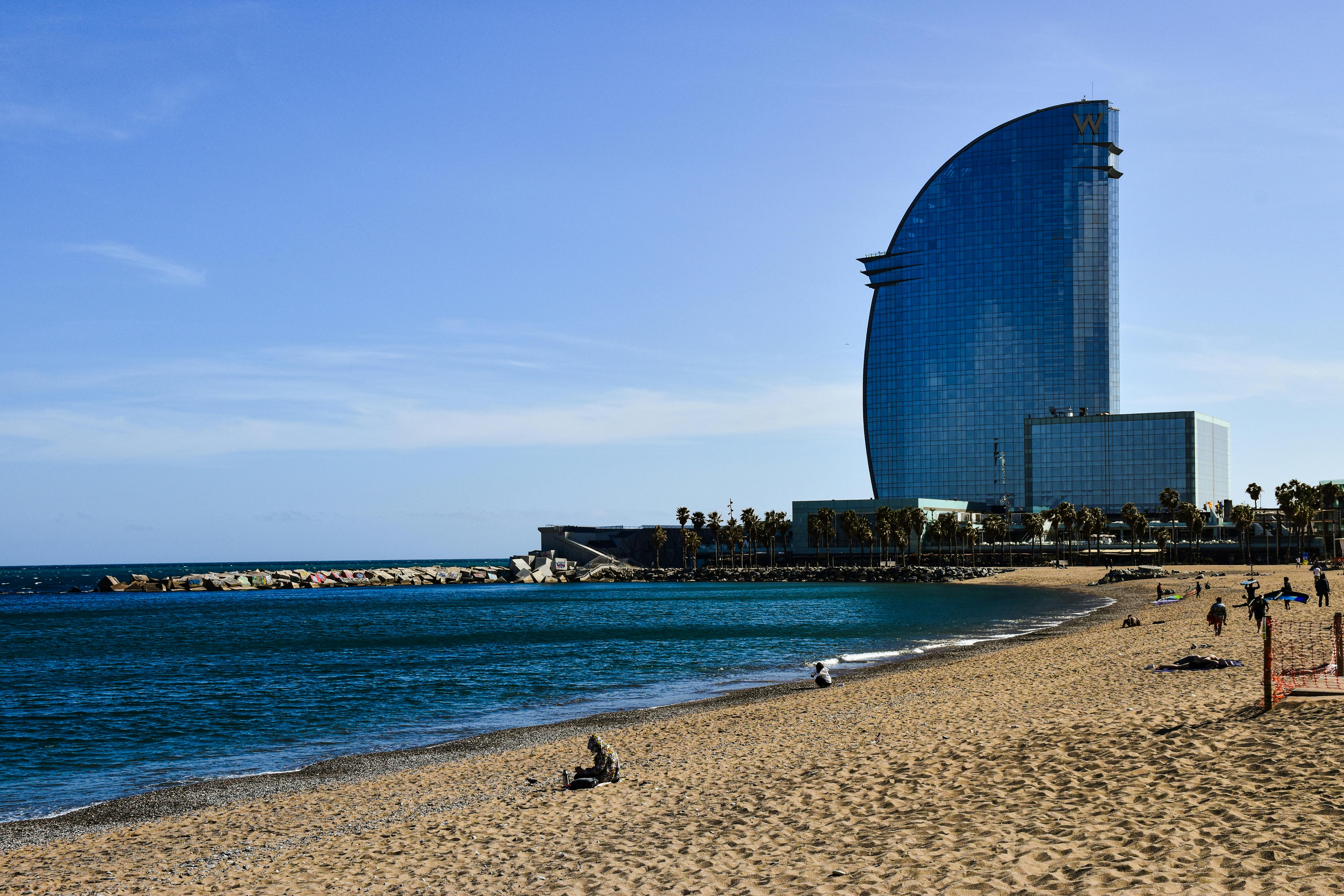 w barcelona building over beach