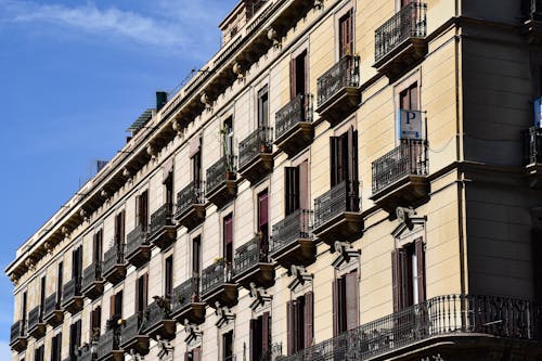 Facade of a Hotel Building in Barcelona, Spain 