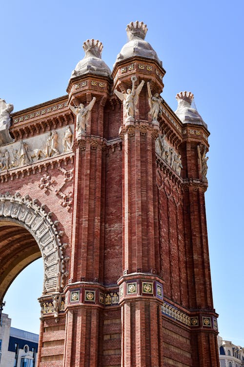 Low Angle Shot of the Arc de Triomf in Barcelona, Spain