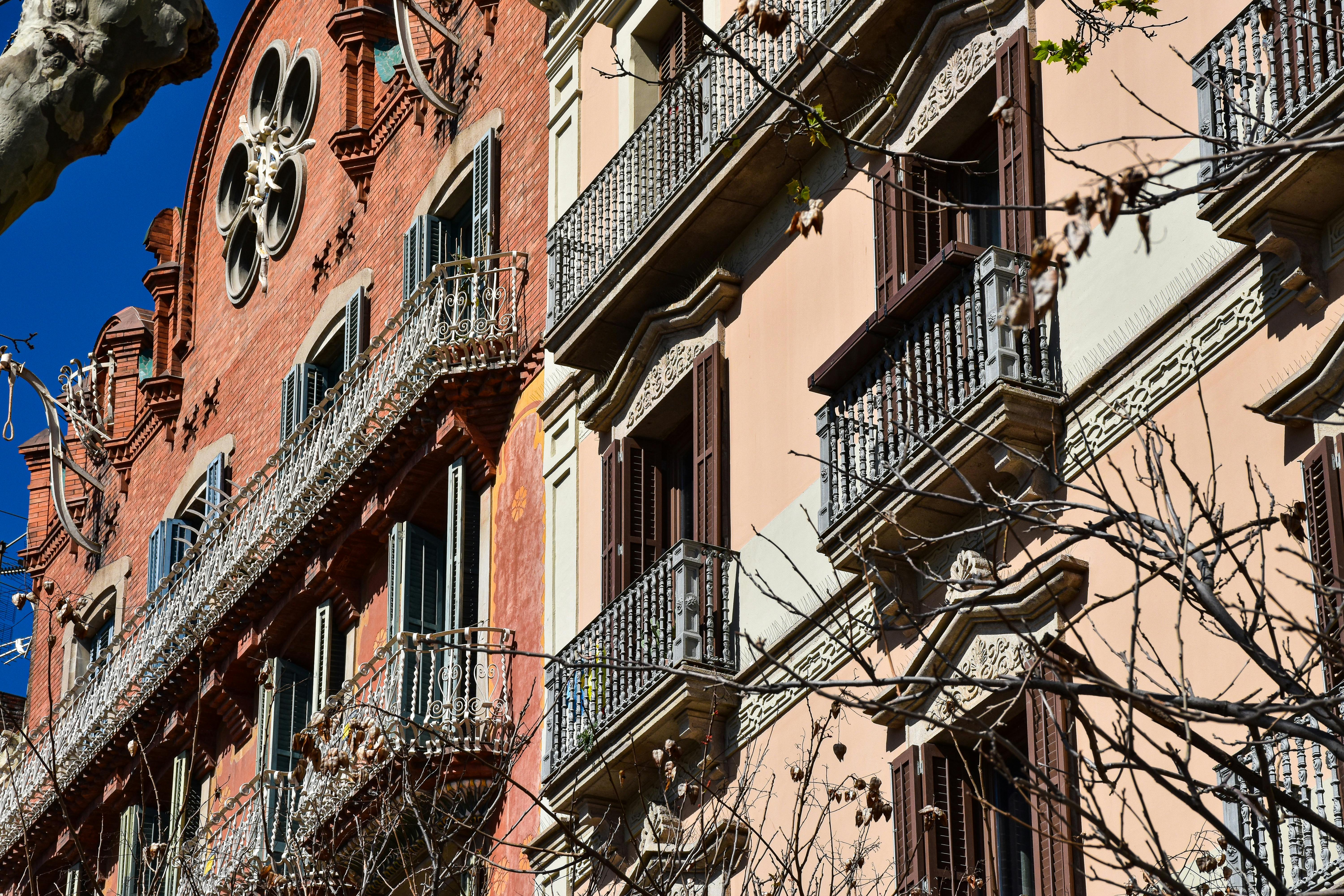 low angle shot of apartment buildings in barcelona