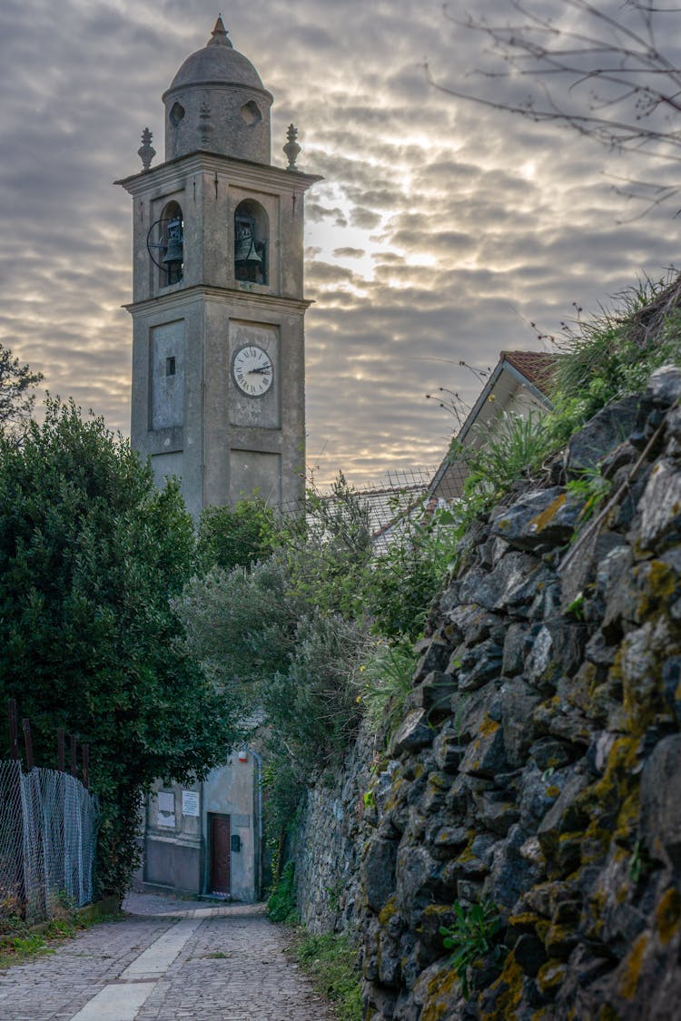 Medieval Clock Tower At Dusk