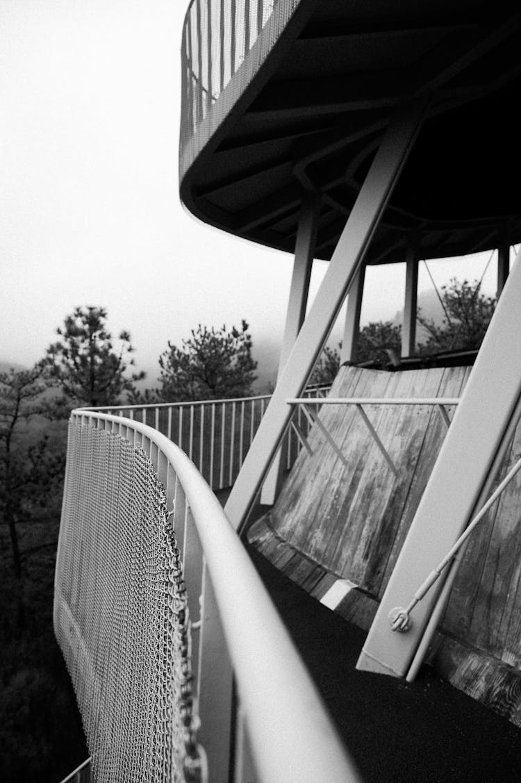 Railing And Wall Of Construction In Black And White