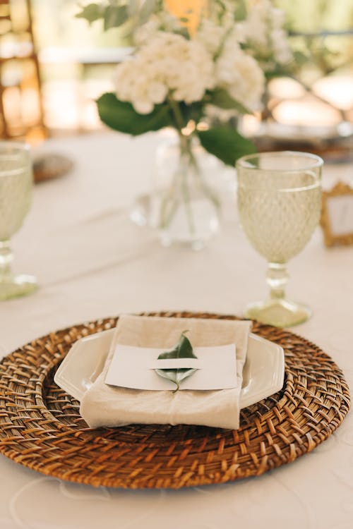 Folded Napkin on a Banquet Table 