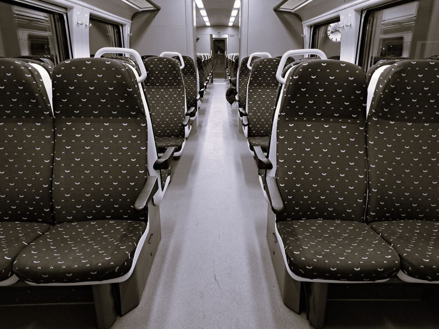 Interior of a modern Heathrow Express train