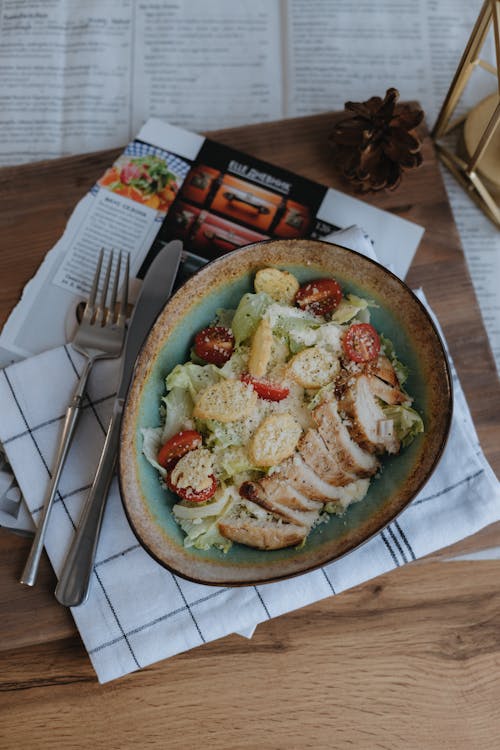 Free Homemade Chicken Salad Served in a Bowl  Stock Photo