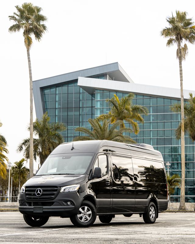 Black Mercedes-Benz Sprinter passenger van — Sprinter van limo rental NYC