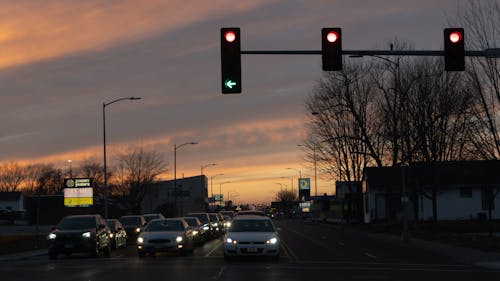 คลังภาพถ่ายฟรี ของ atardecer, ไฟจราจร