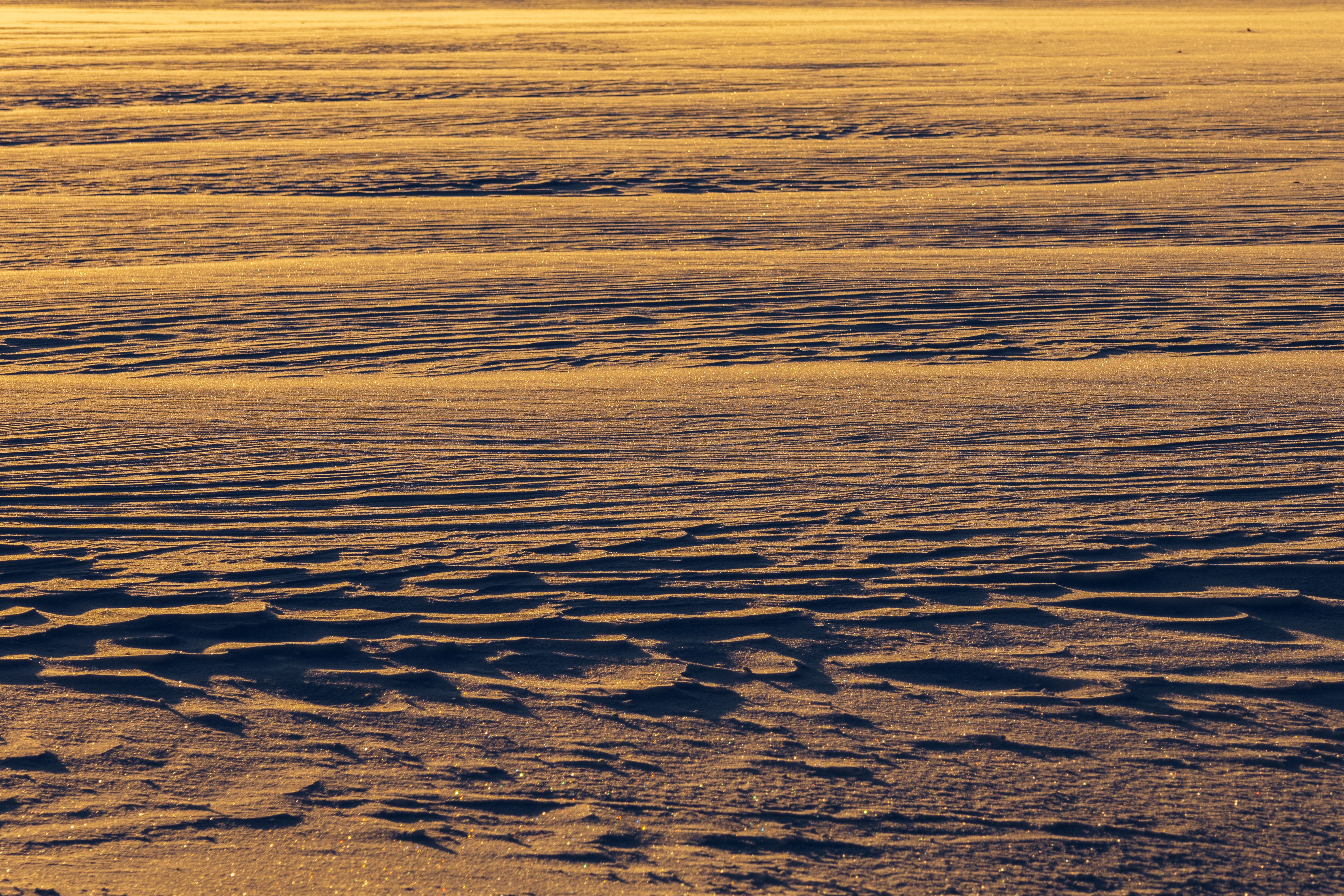 Captivating image of wind-swept sand dunes glowing in the golden light of sunset in Nes, Norway.