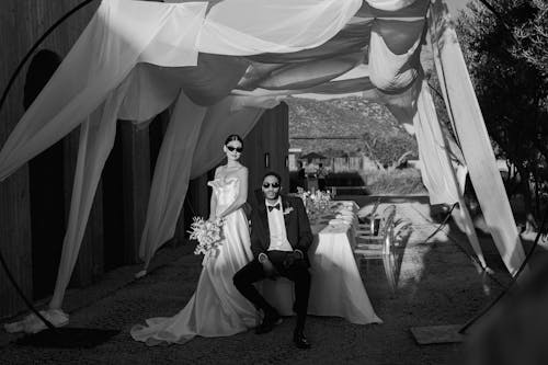 결혼 사진, 남자, 블랙 앤 화이트의 무료 스톡 사진