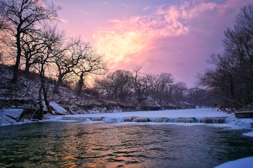 Sky at Dusk over the Frozen River