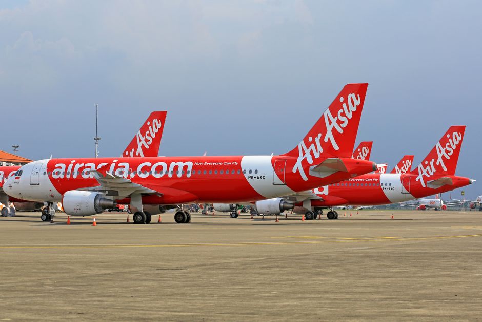AirAsia plane on the tarmac at a Malaysian airport