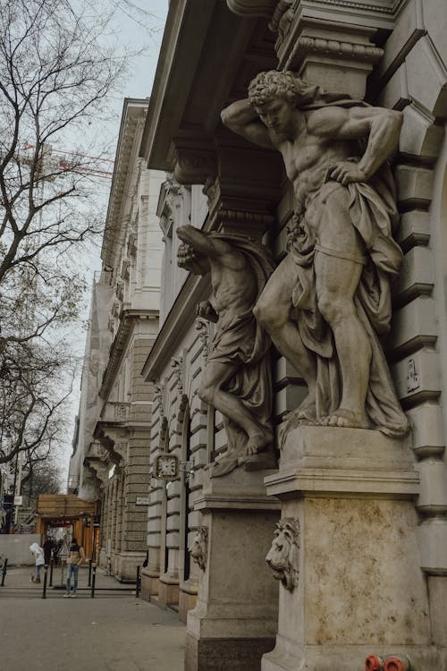 Columns in an Antique Building in Budapest 