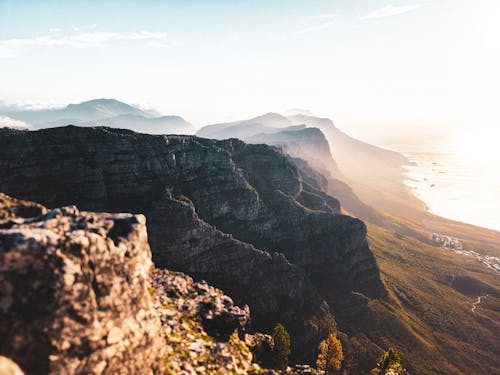 Free View of the Coast from the Table Mountain in Cape Town, South Africa  Stock Photo