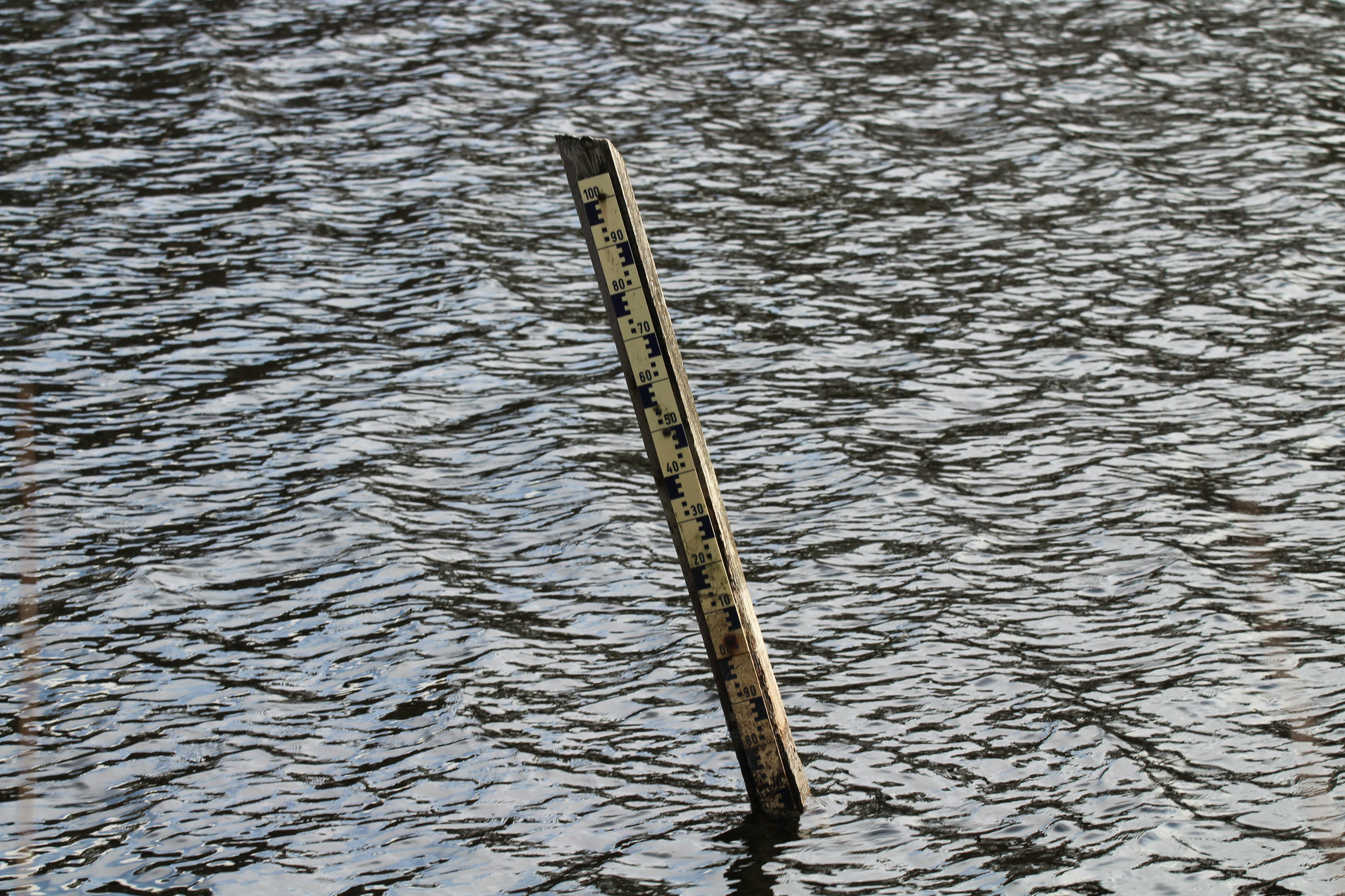 Free stock photo of measuring post in the water