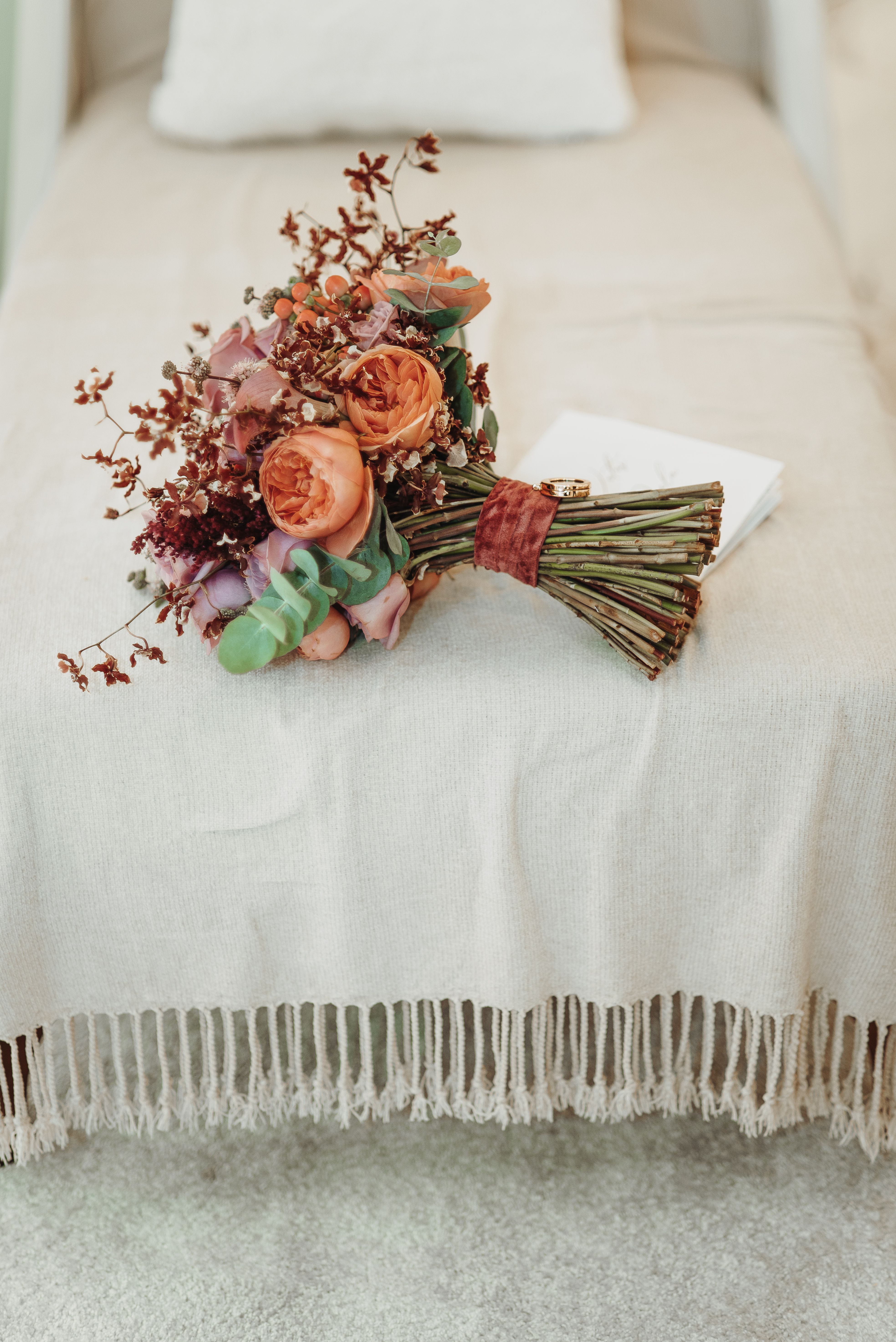 Bouquet beside a hospital bed