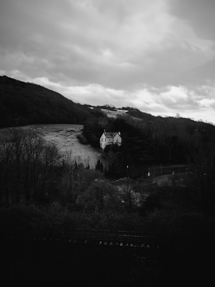 House On Slope In Countryside