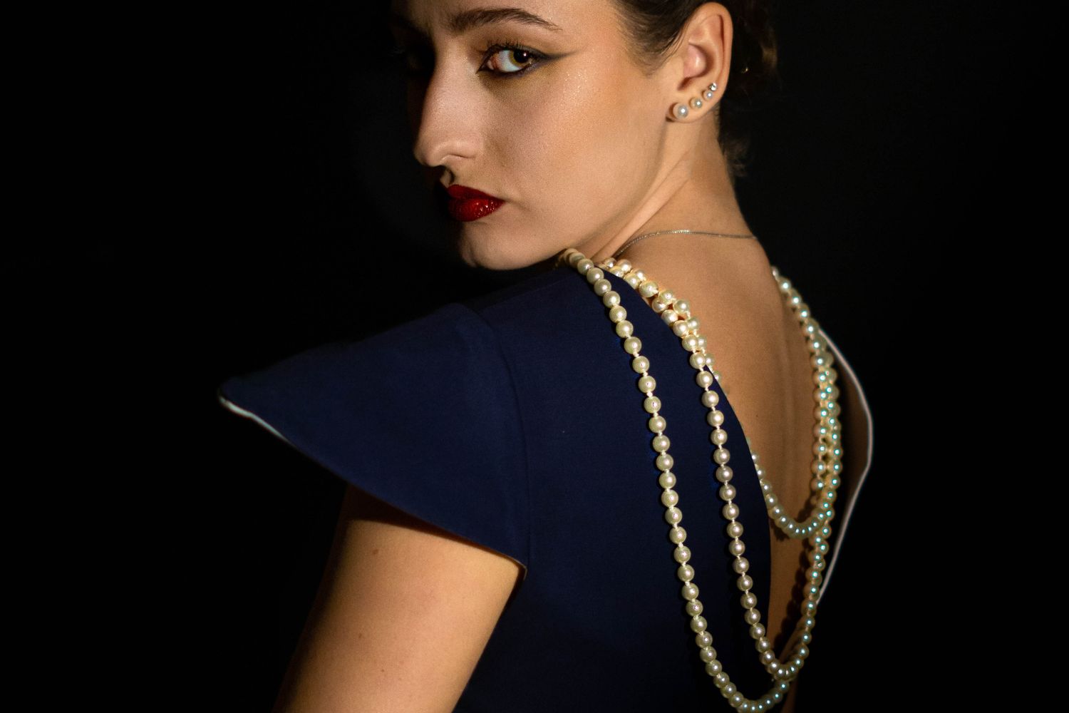 Pearls and the Navy Shift Dress
