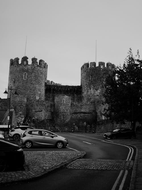 View of Part of the Conwy Castle in Conwy, Wales 