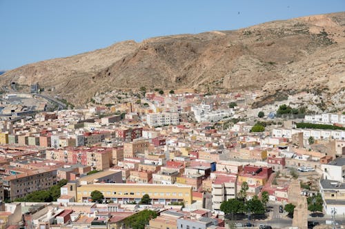 View from the Fortress of Buildings in Almeria, Andalusia, Spain