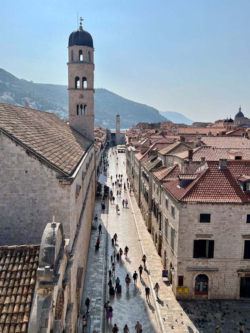 Stradun main street seen from above in Dubrovnik old town