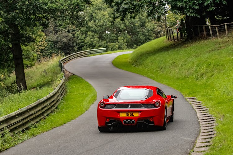 Red Ferrari 458 Italia On Road