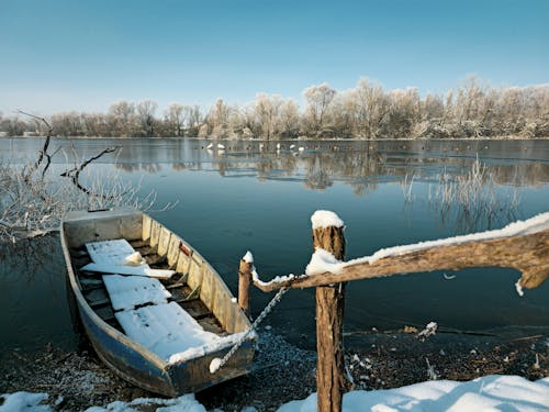 Free stock photo of boat, ice, winter