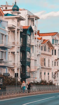 Capture the charm of historic Istanbul with these beautiful residential houses.