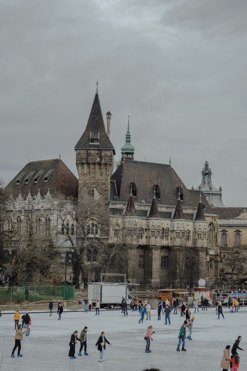 Castle Ice Rink Ice Rink in Front of a Castle in Budapest · Free Stock Photo