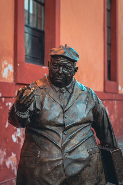 Bronze Statue on a Street 