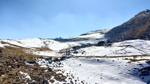 Free Panoramic view of snowy Barahat Range under a clear blue sky. Stock Photo
