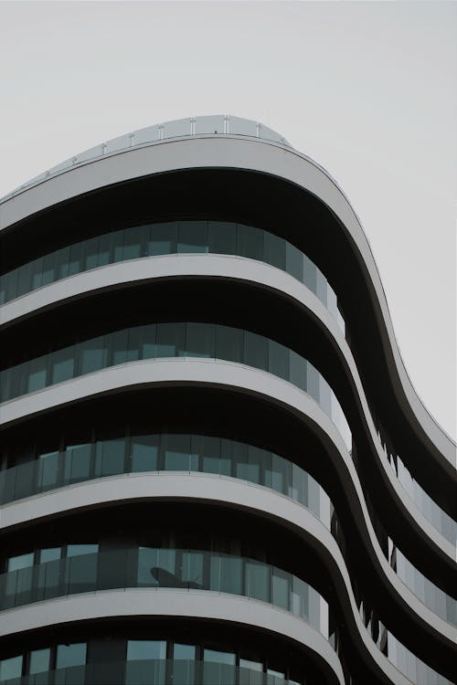 Free Facade of a Modern Building with Balconies  Stock Photo
