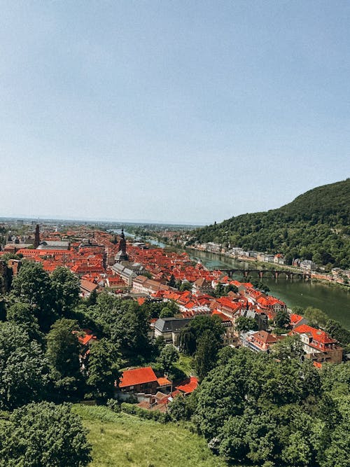 Aerial View of Heidelberg in Summer, Germany 