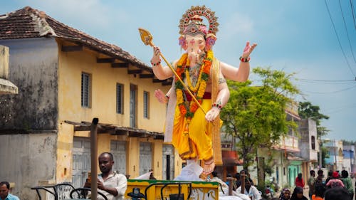 Traditional Ganesh Chaturthui Statue on Street Carnival