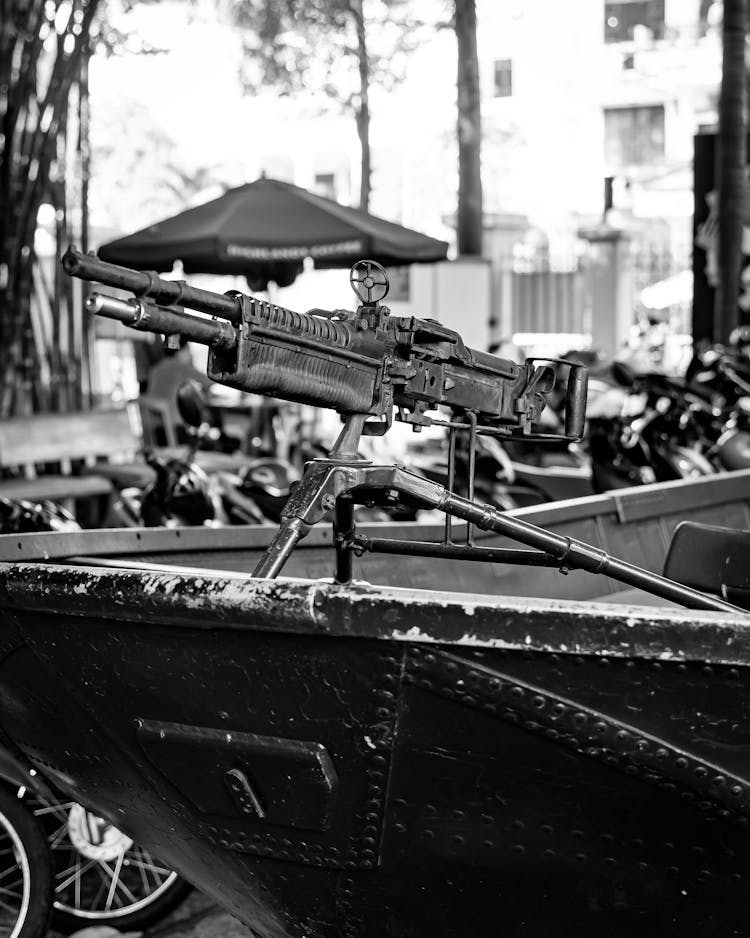 Machine Gun Turret In Vietnam War Remnants Museum In Ho Chi Minh City, Vietnam.