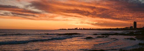 Panoramic view of Punta del Este and beautiful sunset