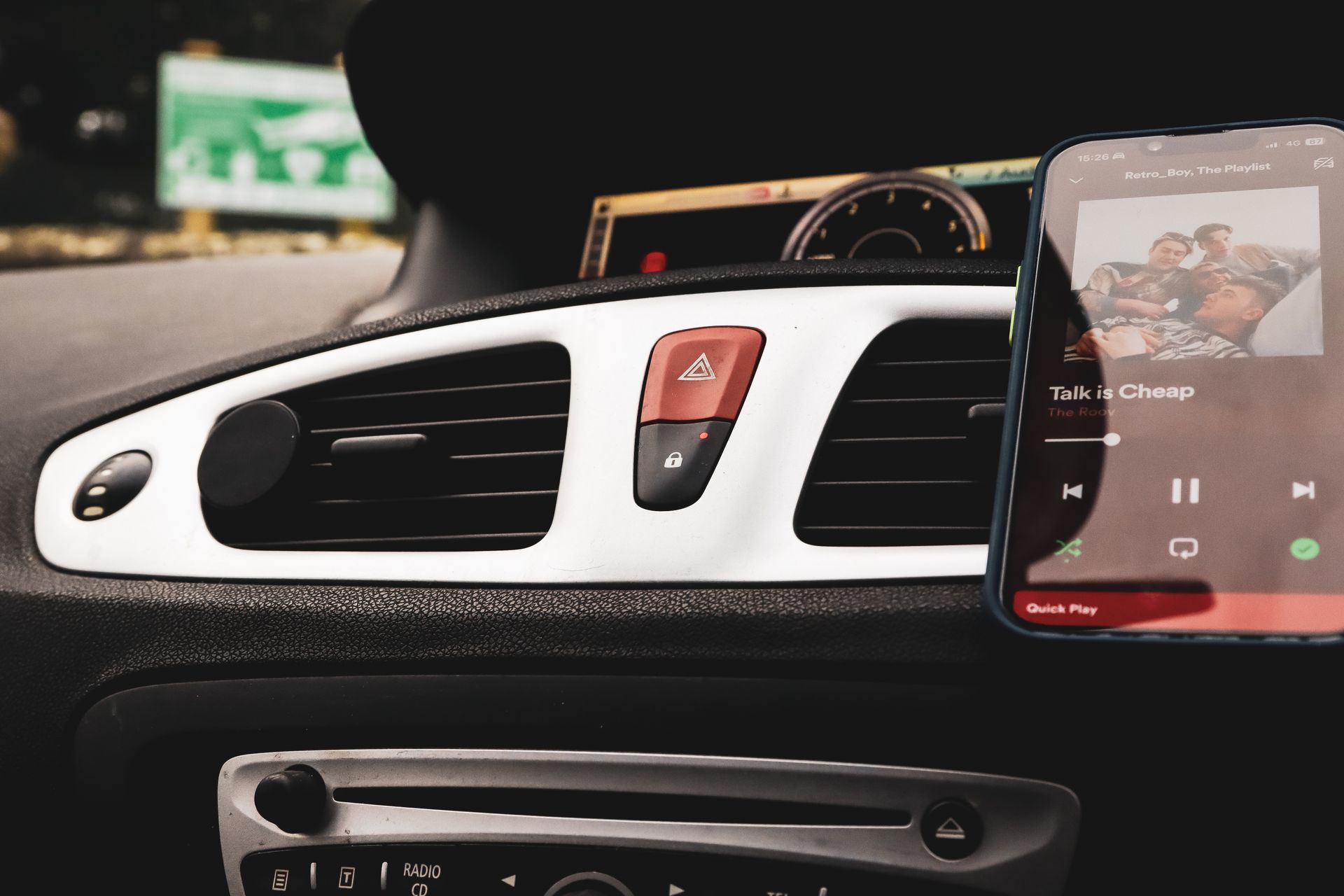 Smartphone on Car Dashboard