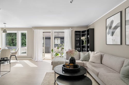 Modern Living Room with Windows to a Terrace