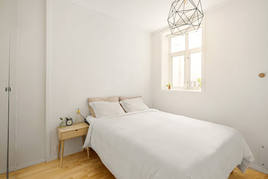 stylish bedroom using a plug-in pendant light over a nightstand - Bedroom lighting solutions stylish bedroom using a plug-in pendant light over a nightstand - Bedroom lighting solutions