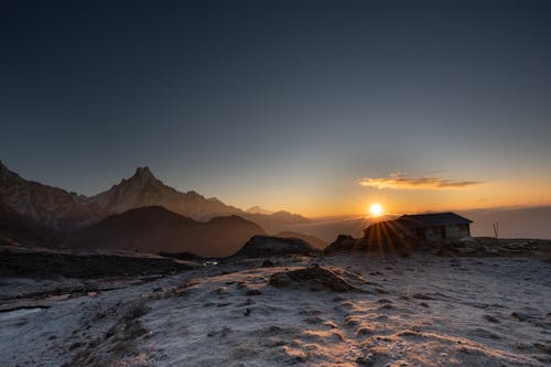 Clear Sky over Mountains at Sunset