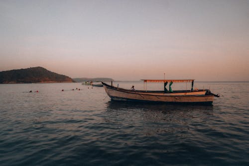 View of Boats near the Shore at Sunset