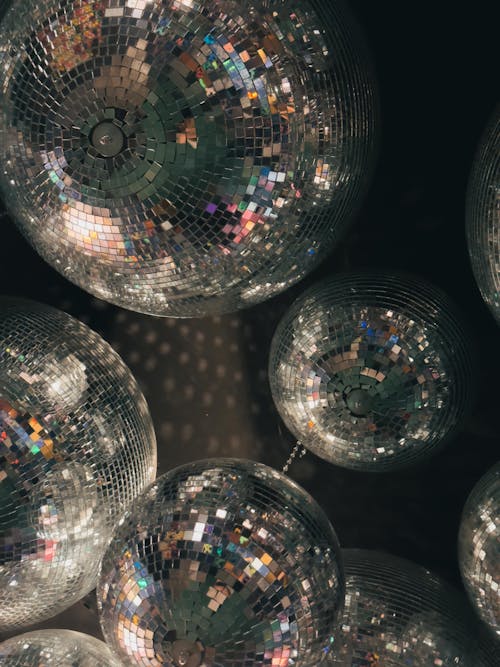 Close-up of Disco Balls in Different Shapes and Sizes 