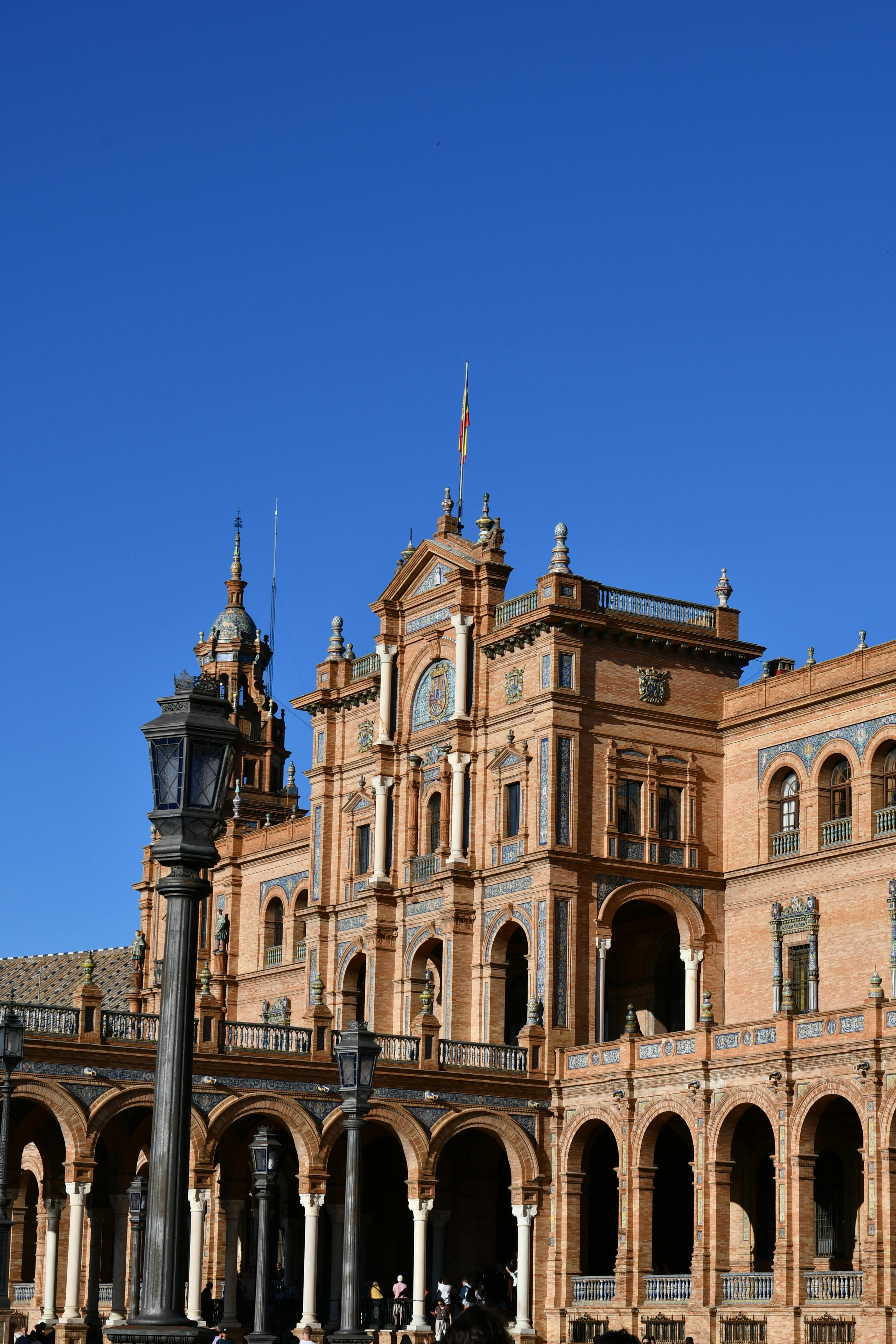 ornamented building at plaza de espana in seville