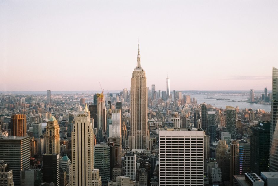 A breathtaking view of New York City with the Empire State Building at dusk.